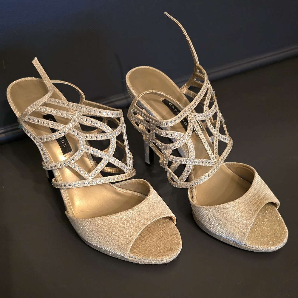 Caparros strappy sparkly silver heels size 9